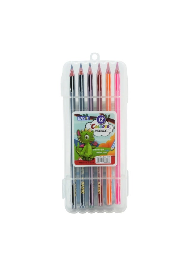 BASIC 12-Color Colored Pencils Set for Kids with Storage Case - Image 1