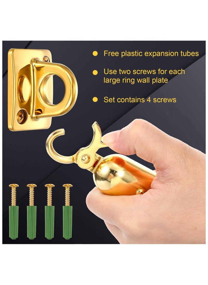 2 Pcs Gold Large Loop Wall Plate Metal Post, Queue Line Barrier Hanging Circle Hook, Rope Safety Barriers for Movie Theaters Grand Openings Auto Shows Hotels Velvet Stanchion VIP Rope Crowd Control  - Image 4