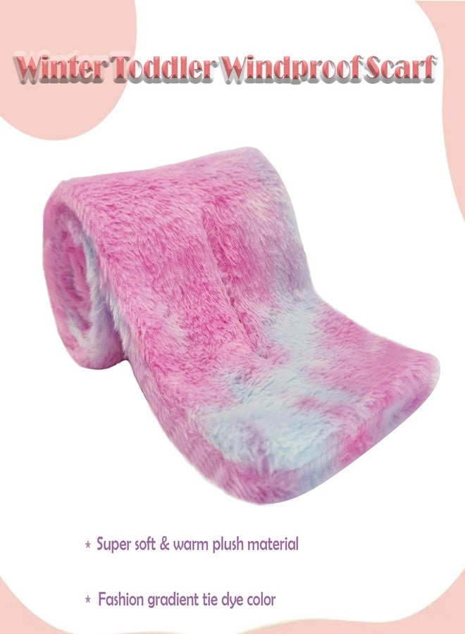 Piewag Kids Toddler Scarf Winter Rainbow Scarf Gradient Cross Tie Collar Fluffy Fur Plush Scarves Neck Warmer for Girls Boys Gradient Pink - Image 5