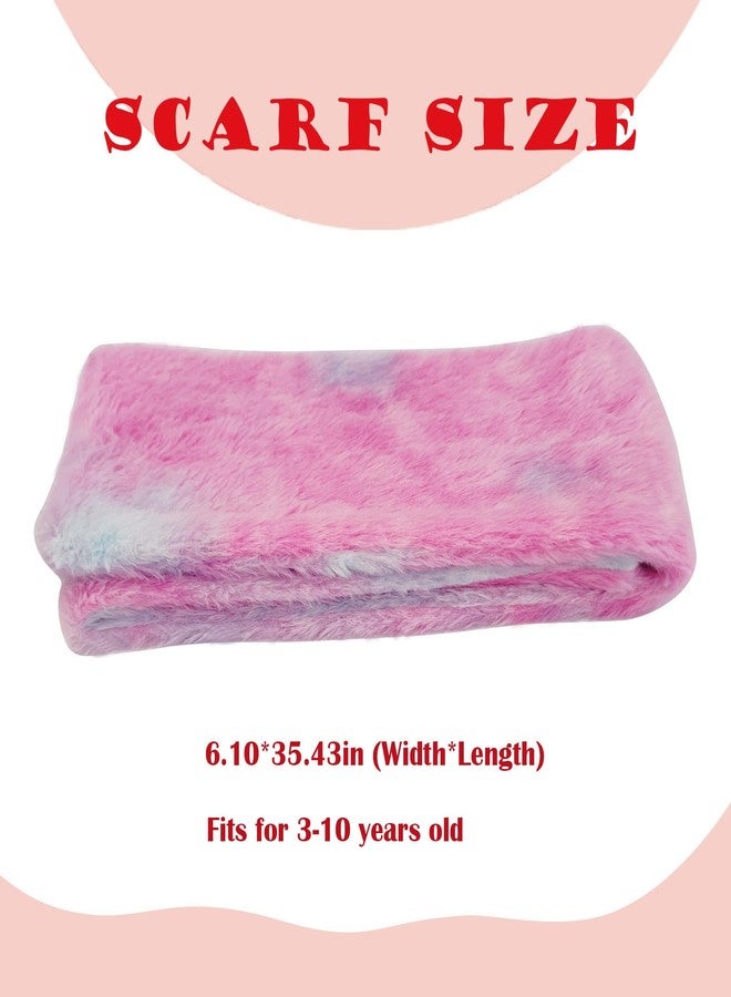 Piewag Kids Toddler Scarf Winter Rainbow Scarf Gradient Cross Tie Collar Fluffy Fur Plush Scarves Neck Warmer for Girls Boys Gradient Pink - Image 4