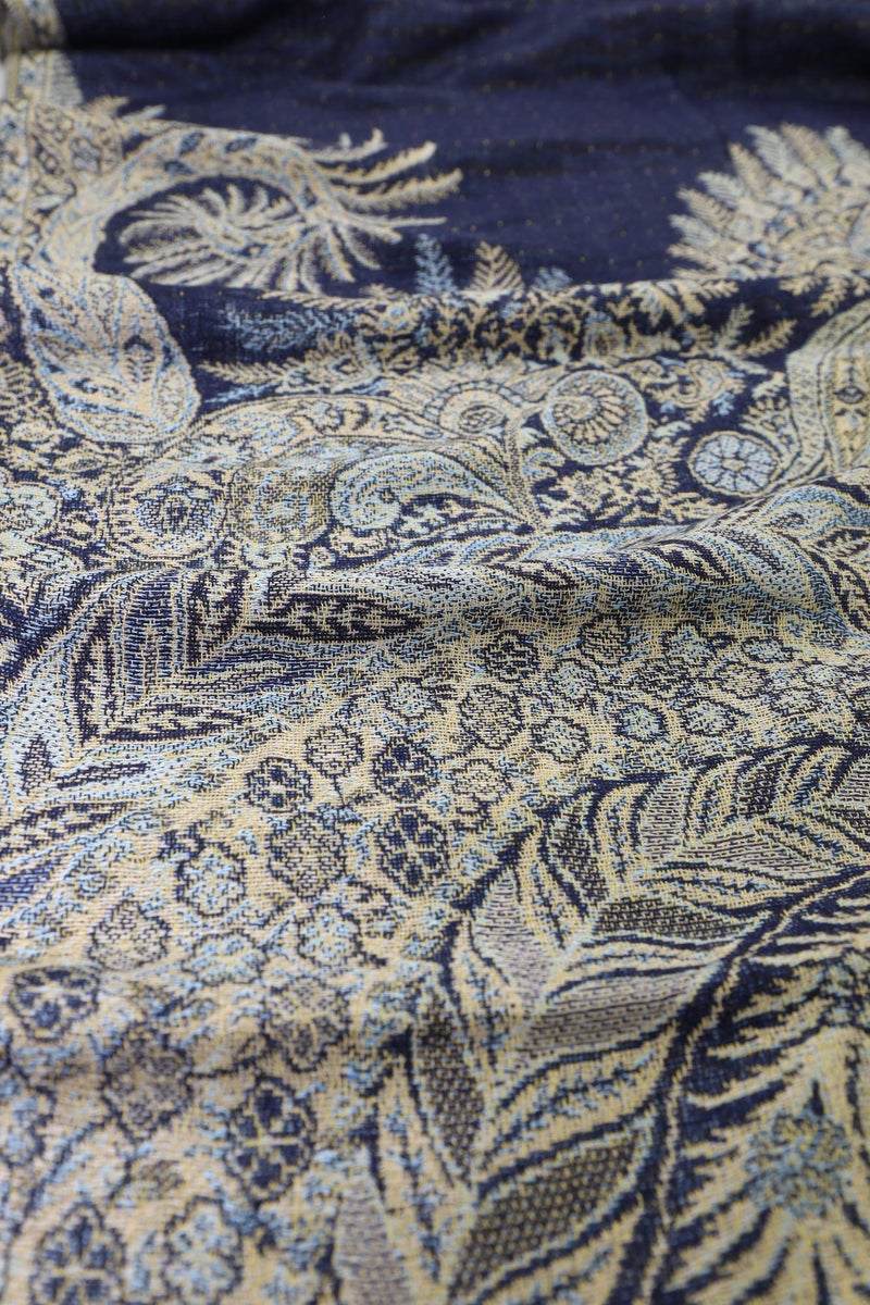 Achillea Luxurious Double Layered Jacquard Big Paisley Pashmina Shawl Wrap Scarf (Navy) - Image 4