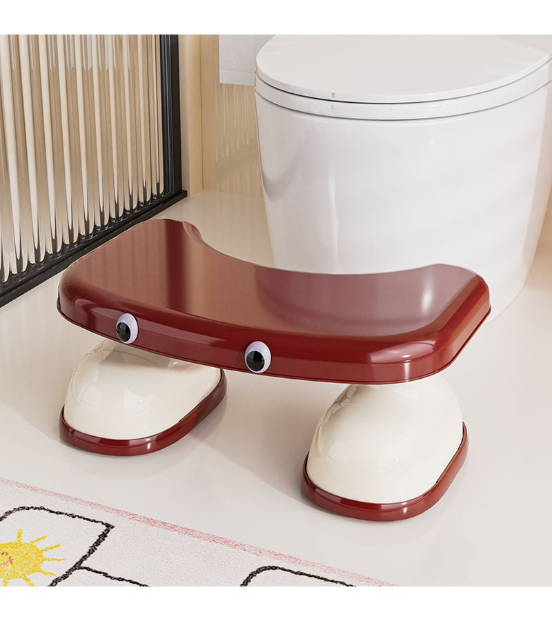 Dopamine Red Ergonomic Toilet Ladder Durable Plastic Space Saving Non Slip Feet Comfortable Angle Bathroom Aid - Image 1