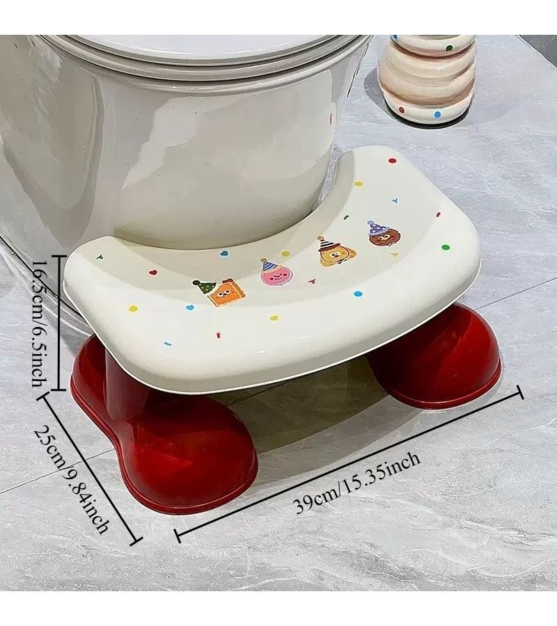 Dopamine Red Ergonomic Toilet Ladder Durable Plastic Space Saving Non Slip Feet Comfortable Angle Bathroom Aid - Image 5