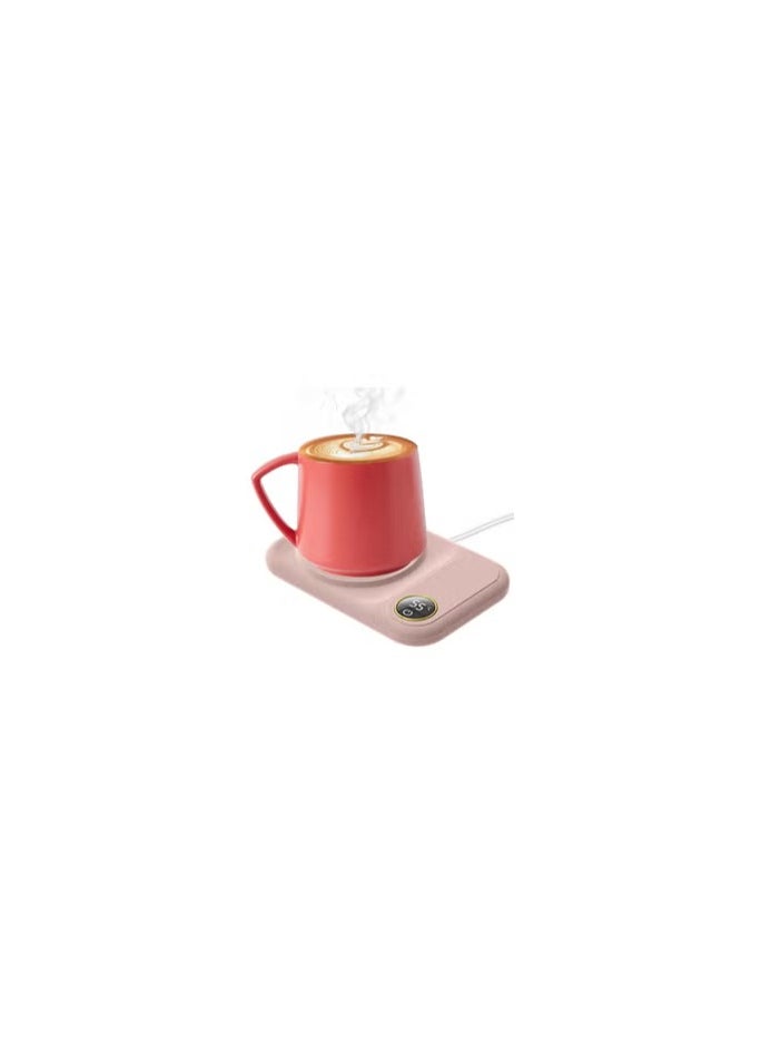 CATANES Coffee Mug Warmer, Electric Cup Heater with LCD Display, Digital Temperature 55-75°C Adjustable, USB-Powered, ABS Material - Pink  - Image 1