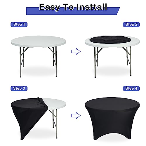 GFCC 4FT Table Black Round Stretch Tablecloth Spandex Fitted Stretchable Elastic Tablecloth - Image 5