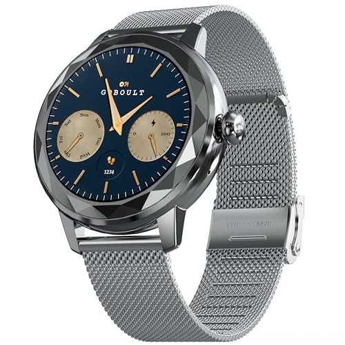 GOBOULT Alora Smart Watch 1.19'' AMOLED Display, BT Calling, Rotating Bezel, 150+Watchfaces, 800 Nits Brightness, AI Voice Assistant, SpO2 Monitoring, 120+ Sports Mode (Silver) - Image 1