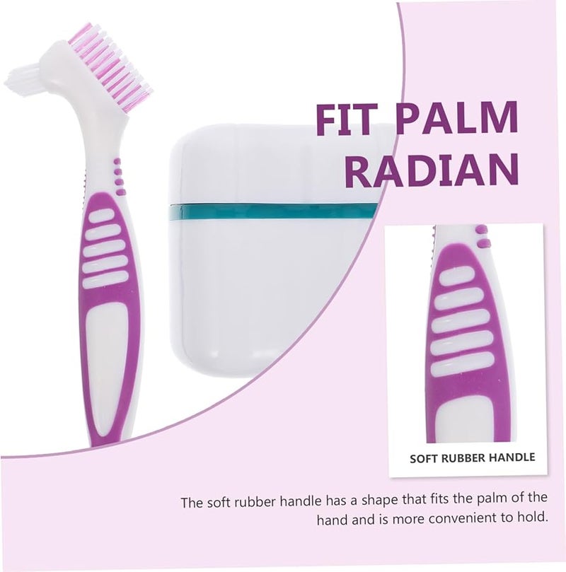 حافظة تنظيف أطقم الأسنان المحمولة ذات الرأس المزدوج وشعيرات ناعمة للاستخدام المنزلي والسفر - Image 4