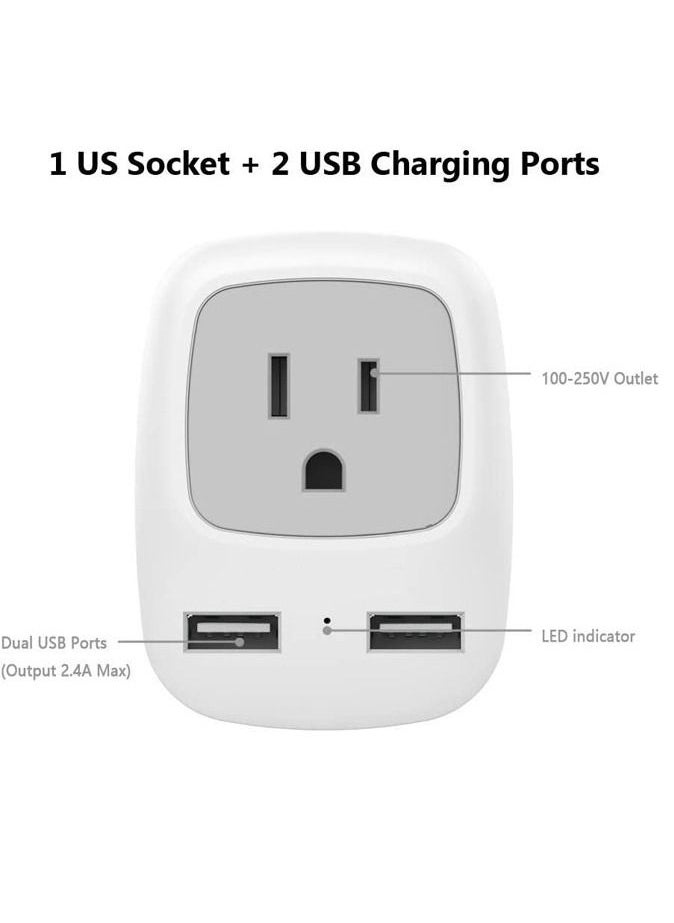 Generic - UK Ireland Hong Kong Power Adapter International Travel Plug with 2 USB Type G Converter Outlet Adapter Charger for USA to British England Scotland Irish Qatar London - Image 1
