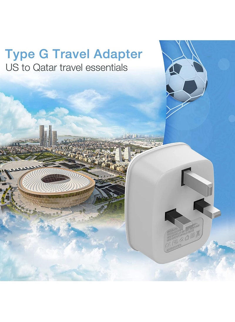 Generic - UK Ireland Hong Kong Power Adapter International Travel Plug with 2 USB Type G Converter Outlet Adapter Charger for USA to British England Scotland Irish Qatar London - Image 1