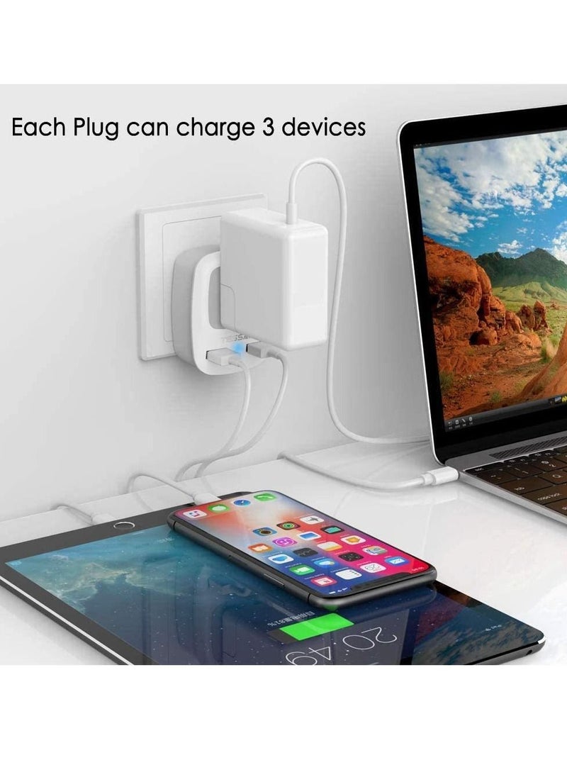 Generic - UK Ireland Hong Kong Power Adapter International Travel Plug with 2 USB Type G Converter Outlet Adapter Charger for USA to British England Scotland Irish Qatar London - Image 1