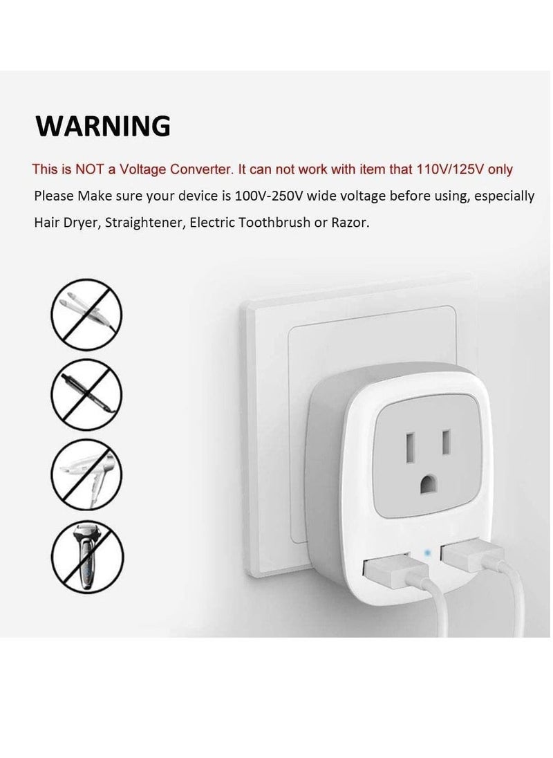 Generic - UK Ireland Hong Kong Power Adapter International Travel Plug with 2 USB Type G Converter Outlet Adapter Charger for USA to British England Scotland Irish Qatar London - Image 1