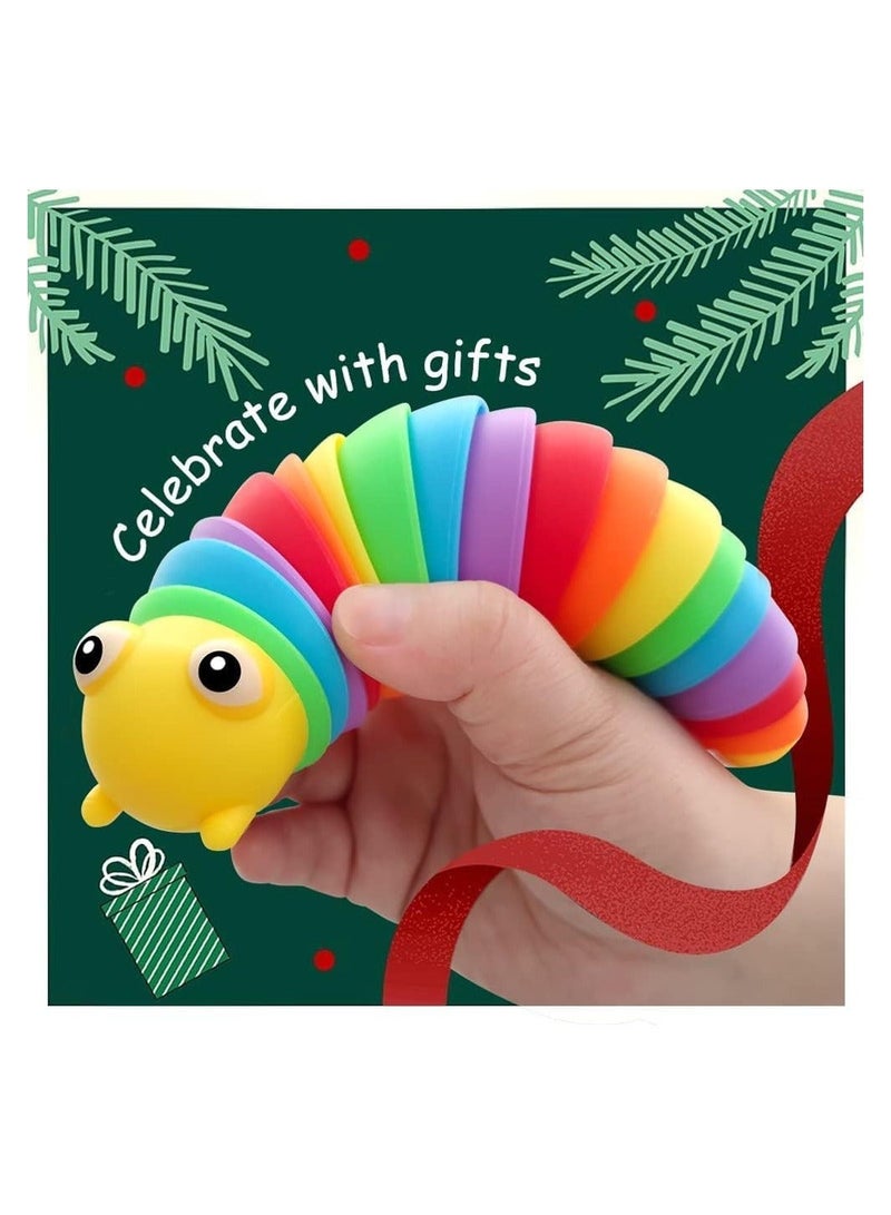 2 Pieces Articulated Toy Rainbow Caterpillar Toy Ocean Shark Toys Decompression Fun Children's Toys Adults Shark and Caterpillar - Image 4