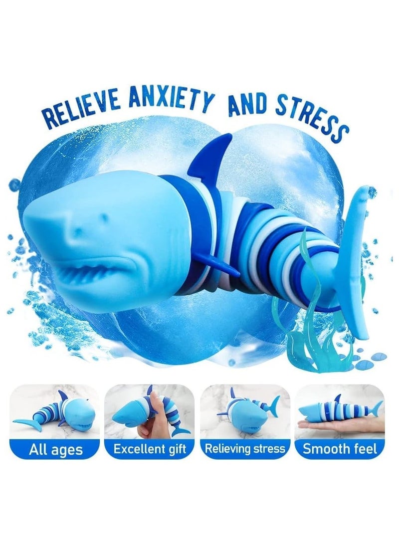 2 Pieces Articulated Toy Rainbow Caterpillar Toy Ocean Shark Toys Decompression Fun Children's Toys Adults Shark and Caterpillar - Image 2