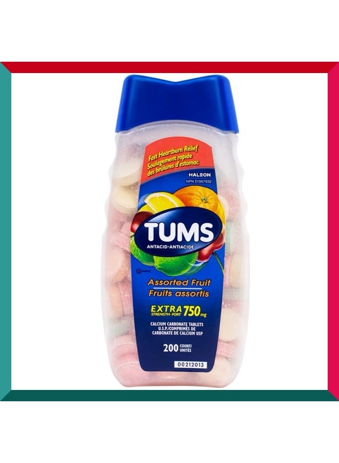 Tums  Assorted Fruit Extra Strength 750mg - 200 Count - Image 1