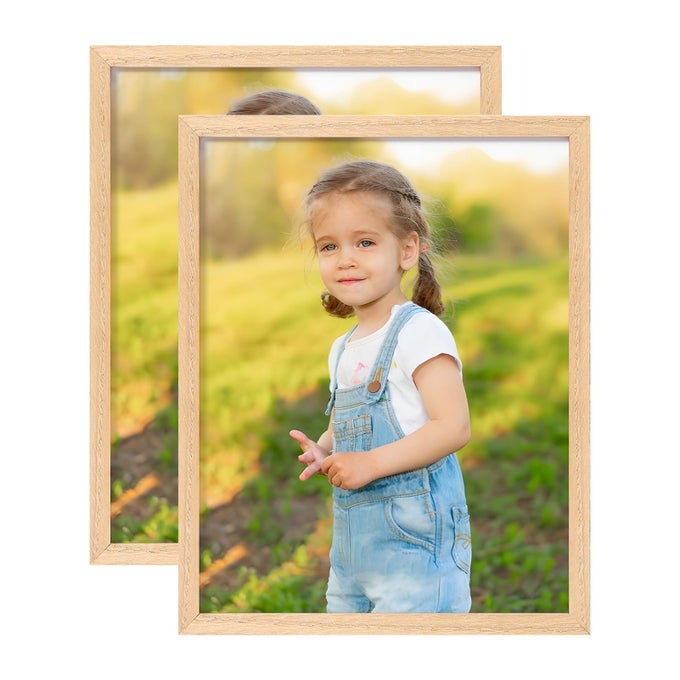 8X10 OAK NATURAL WOOD PHOTO FRAME2 PACK PICTURE FRAMES REAL GLASS FRONT WALL HANGING GALLERY FOR WALL AND TABLETOP DISPLAYSET OF 2
