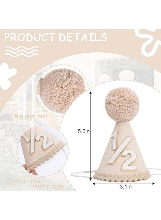 قبعة نصف عيد ميلاد، تاج 1/2 عيد ميلاد، أغطية رأس لحفلات أعياد الميلاد للأطفال، قبعة حفلات الأطفال لمدة ستة أشهر للفتيات/الأولاد زينة نصف عيد الميلاد - Image 2