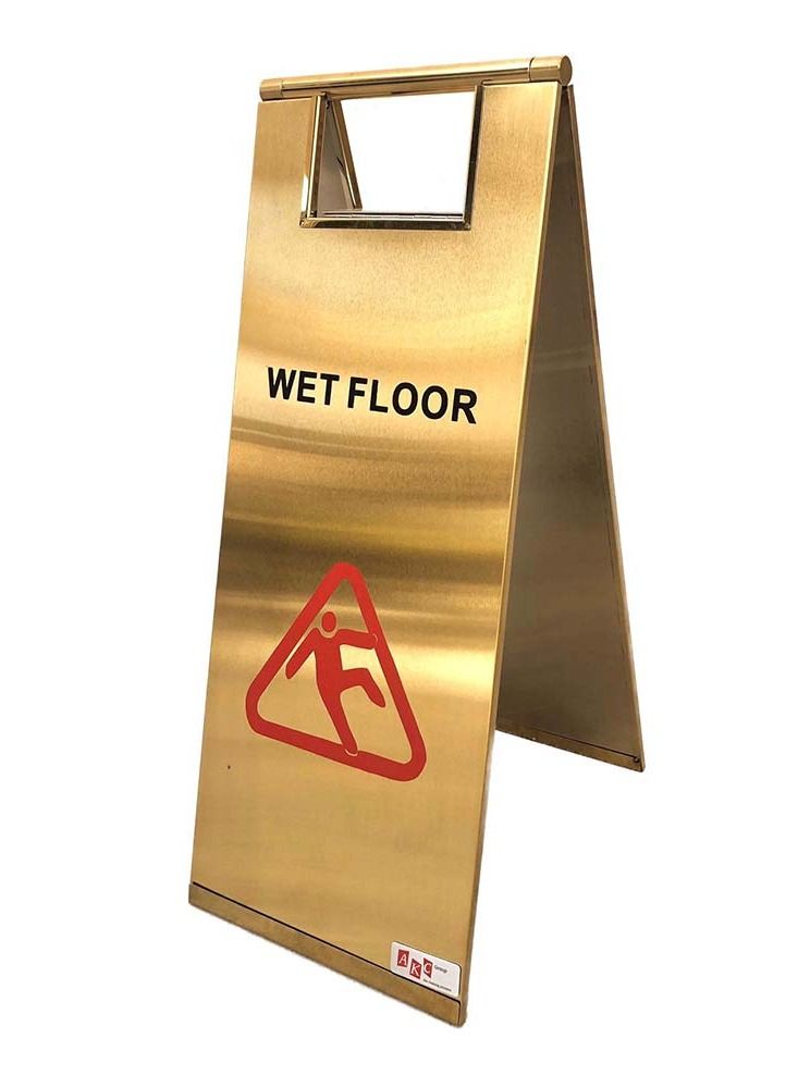 AKC علامة تحذيرية من الأرضيات المبللة باللون الذهبي