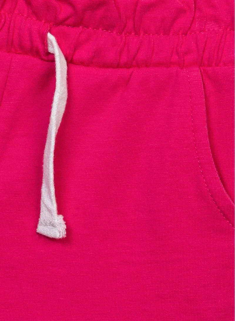 MINOTI Kids Girls Jersey Shorts with Side Pockets and Drawstring