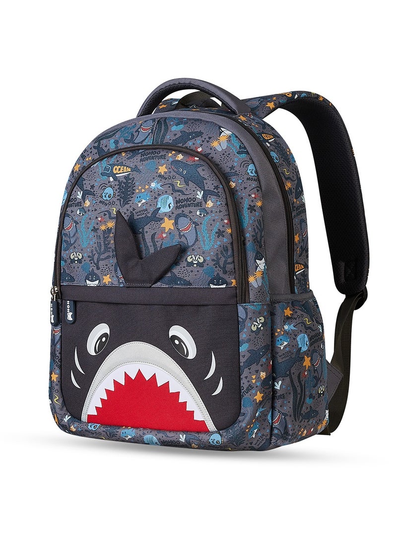 Nohoo Kids 16 Inch School Bag With Lunch Bag Combo Shark - Grey - Image 2