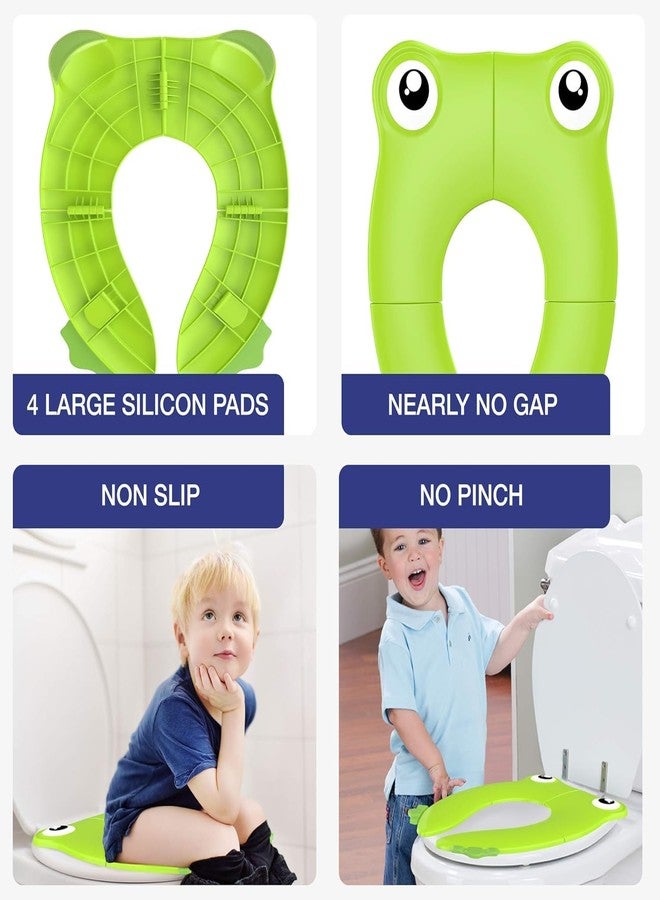 Xpandio Portable Folding Large Non Slip Silionce Pads Potty Training Seat for Kids Boys & Girls, Foldable Toddlers Toilet Seat, Recyclable Potty Seat Cover for Travel (Green) - Image 4