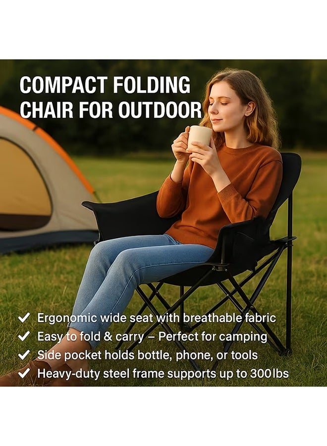 RollsTimi  Camping Chairs Lawn Chairs Portable Chair Support 120KG, Foldable Chair Sets up in 4 Seconds, Backpacking Chair with Carring Bags,Black - Image 4