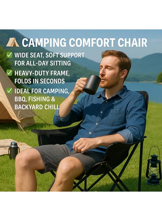 RollsTimi  Camping Chairs Lawn Chairs Portable Chair Support 120KG, Foldable Chair Sets up in 4 Seconds, Backpacking Chair with Carring Bags,Black - Image 3