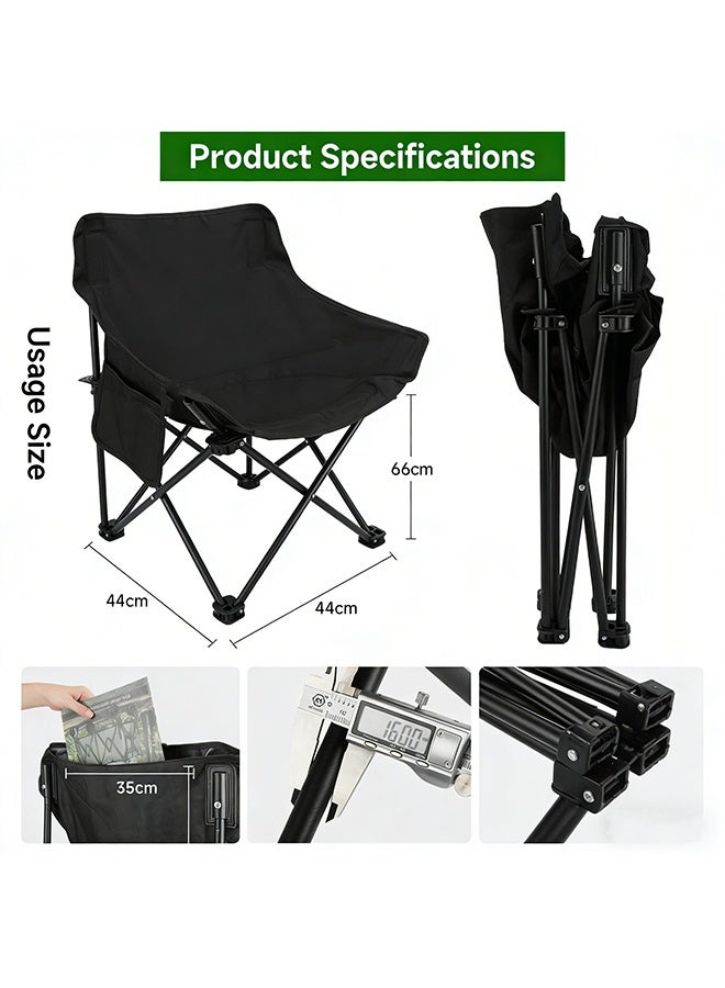 RollsTimi  Camping Chairs Lawn Chairs Portable Chair Support 120KG, Foldable Chair Sets up in 4 Seconds, Backpacking Chair with Carring Bags,Black - Image 5