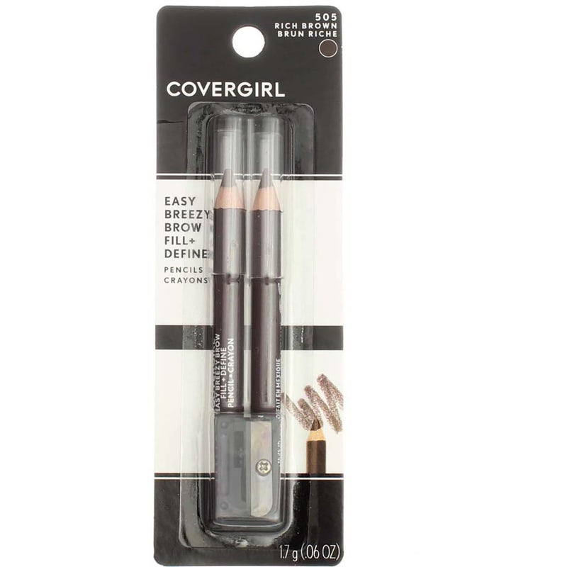 CoverGirl Easy Breezy Brow FillDefine Pencils 505 Rich Brown 2 ea  Pack of 3