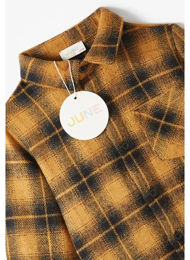 JUNE June Boy Plaid Shirt Mustard