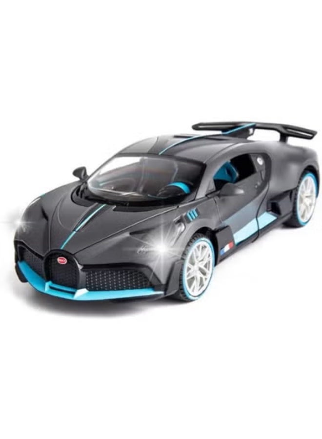 Model car 1 32 bugattii divo model car alloy diecast pull back toy vehicle with light and music supercar toys for toddlers kids children gift dark gray