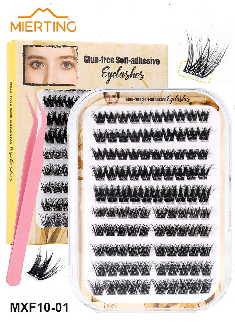 mierting 100 PCS Self Adhesive Eyelashes Clusters Kit Lash Clusters DIY False Eyelashes C Curl Pre Glued Reusable False Eyelashes for Beginners Press On Lashes Natural and Thick - Image 2