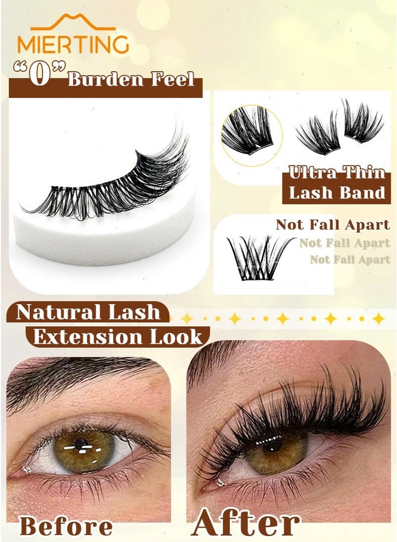 mierting 100 PCS Self Adhesive Eyelashes Clusters Kit Lash Clusters DIY False Eyelashes C Curl Pre Glued Reusable False Eyelashes for Beginners Press On Lashes Natural and Thick - Image 3