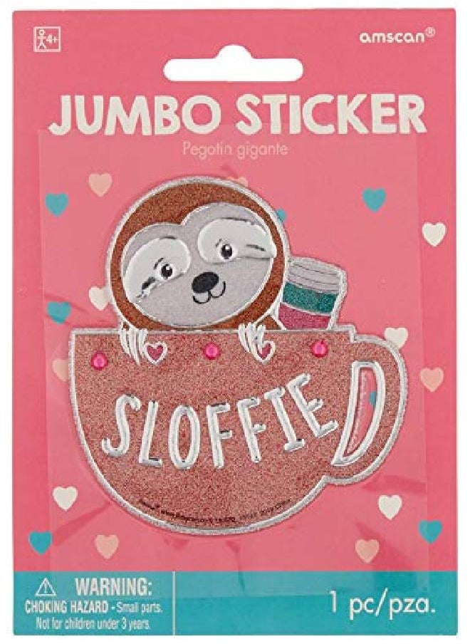 Amscan - Glittery Sloth Sticker ; Extra Large ; Multicolor ; Party Favor ; 1 Pc. - Image 1