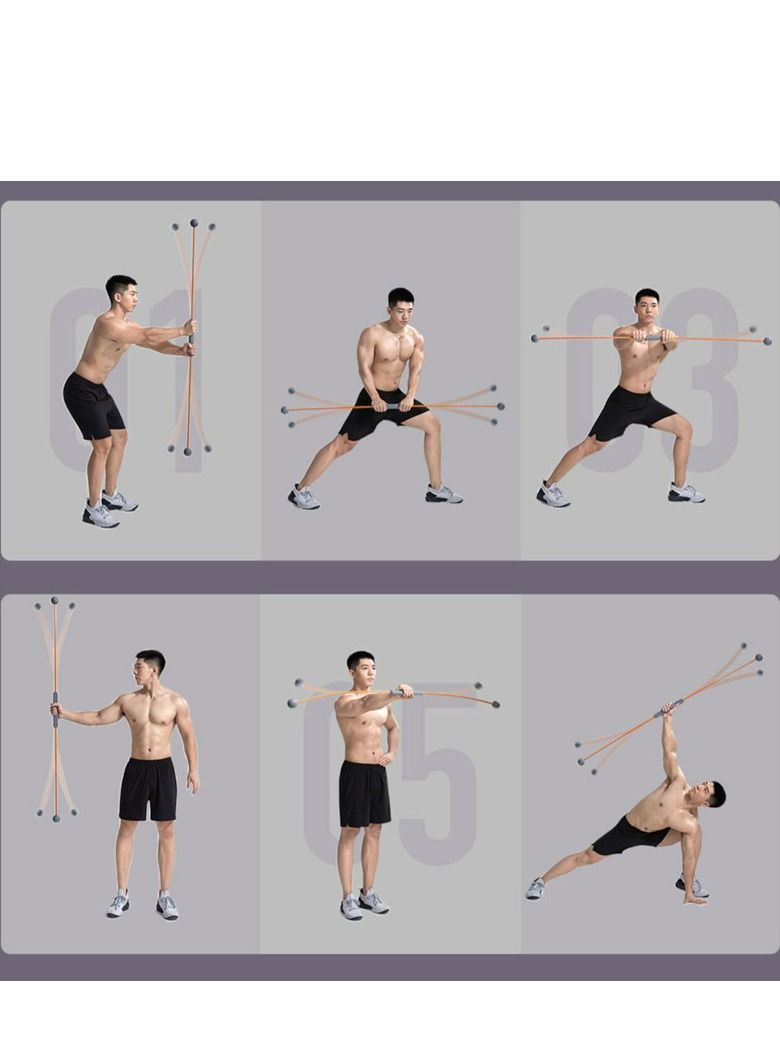 GULFLINK Core Muscle Training Gym Exercise Yoga Workout Fitness Elastic Bar Pilates Bar Orange - Image 2