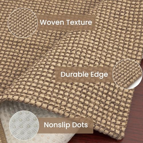 IOHOUZE Washable Area Rug 3x5 Non Slip Rubber Backed Rugs for Entryways Indoor Outdoor Doormat Woven Cotton Throw Rug Floor Carpet for Entrance Kitchen Living Room, Orange/Tan/Brown - Image 4