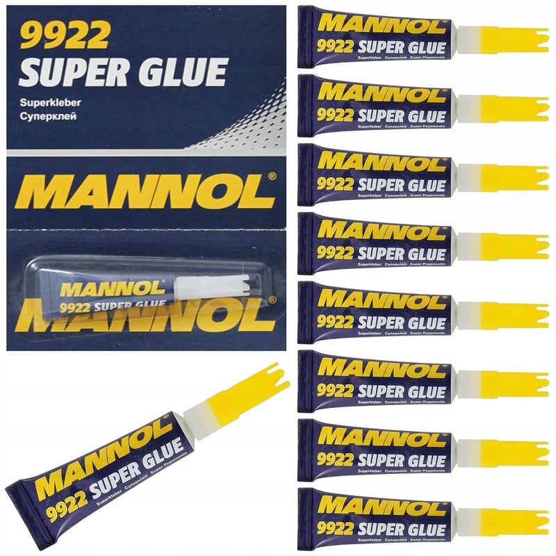 MANNOL 9922 Super Glue, Industrial Strength Adhesive, Multi-Surface Bond for Metal, Plastic, Rubber, Vinyl, 12Pc Pack - Image 1