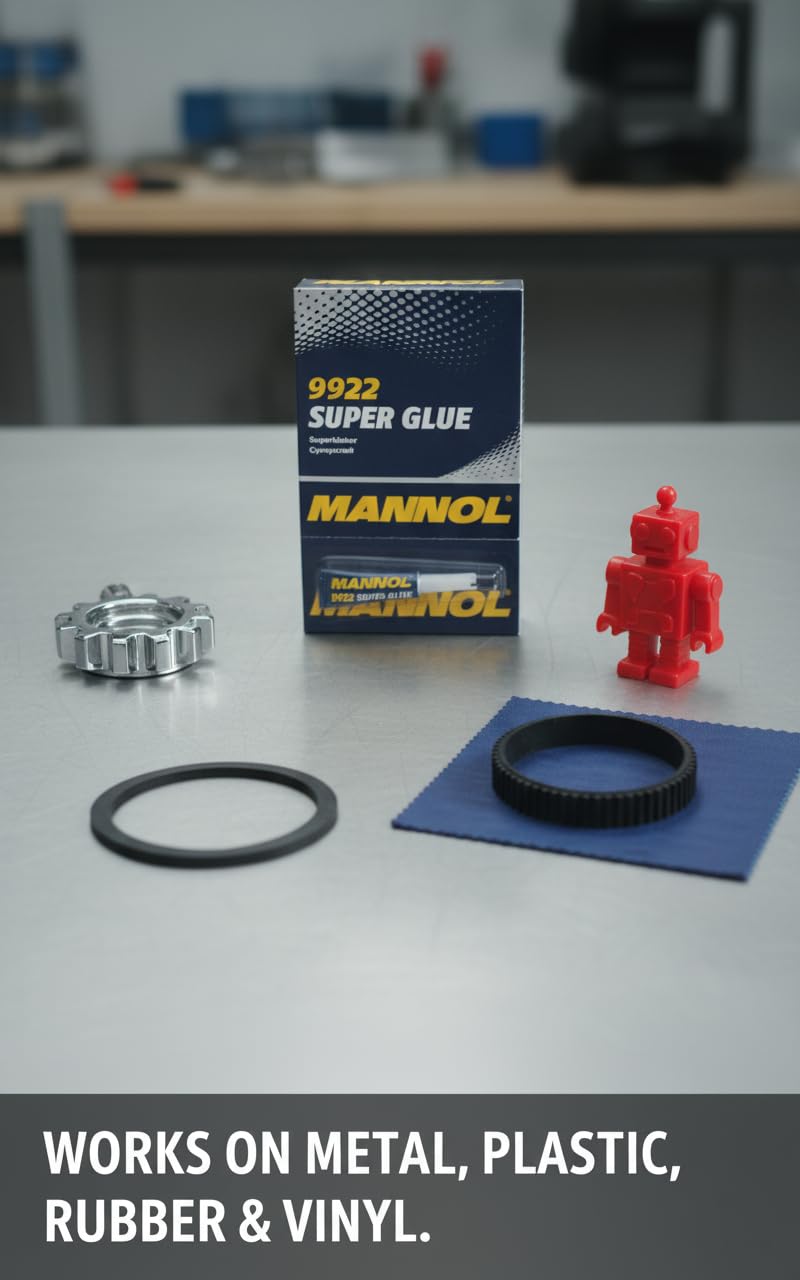MANNOL 9922 Super Glue, Industrial Strength Adhesive, Multi-Surface Bond for Metal, Plastic, Rubber, Vinyl, 12Pc Pack - Image 2