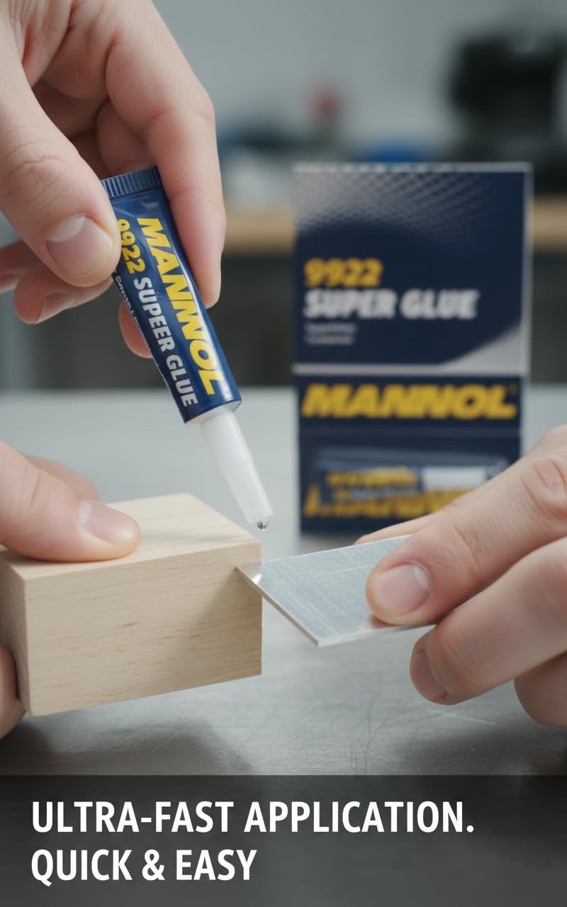 MANNOL 9922 Super Glue, Industrial Strength Adhesive, Multi-Surface Bond for Metal, Plastic, Rubber, Vinyl, 12Pc Pack - Image 3