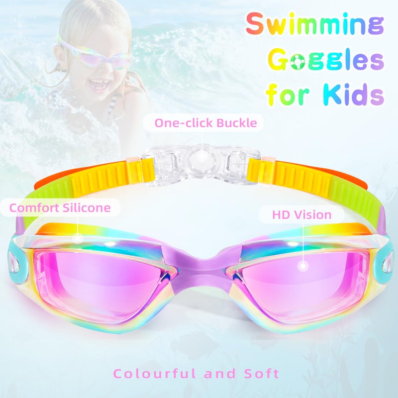 Freela 2 Pack Swim Goggles for Kids 6-14 5-7 4-7 3-6 3-5 Anti Fog UV Protection Soft Silicone Toddler Boys Girls Clidren Goggles Waterproof No Leaking Clear Swimming Goggles Beach Water Pool Goggles - Image 2