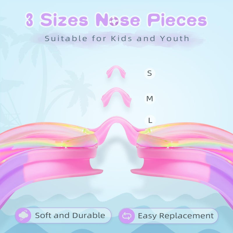 Freela 2 Pack Swim Goggles for Kids 6-14 5-7 4-7 3-6 3-5 Anti Fog UV Protection Soft Silicone Toddler Boys Girls Clidren Goggles Waterproof No Leaking Clear Swimming Goggles Beach Water Pool Goggles - Image 3