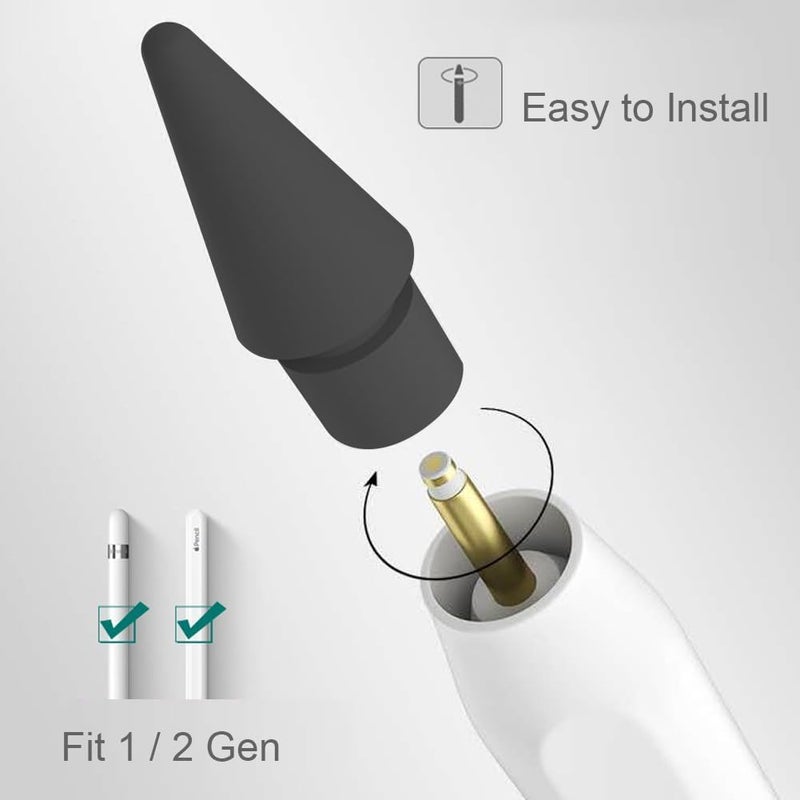 SIXFU Replacement Tip for Apple Pencil 2nd Generation/ 1st Generation Tip, iPencil Nib Accessories for iPad Pro Pencil 2/1 Gen(4 Pack, Black) - Image 2