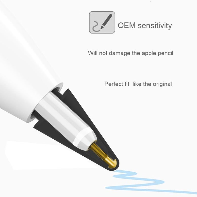 SIXFU Replacement Tip for Apple Pencil 2nd Generation/ 1st Generation Tip, iPencil Nib Accessories for iPad Pro Pencil 2/1 Gen(4 Pack, Black) - Image 3