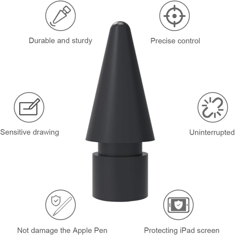 SIXFU Replacement Tip for Apple Pencil 2nd Generation/ 1st Generation Tip, iPencil Nib Accessories for iPad Pro Pencil 2/1 Gen(4 Pack, Black) - Image 4
