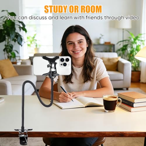 Ltheifaa Gooseneck Phone Holder for Bed,Flexible Arm Clip,Lazy Bracket Mount Clamp for Desk,Headboard, Bedside,360 Adjustable DIY Flexible Grip Desktop Mobile Cell Phone Stand for All 4-7”Devices - Image 2