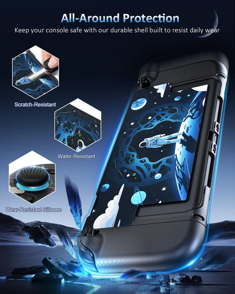 WAXITY Switch 2 Protective Case, [Stylish Space-Themed] Slim PC Dockable Hard Cover for Nintendo Switch 2 2025, Full Protection for Joycon 2 Accessories with Thumb Grip, Shockproof, Anti-Scratch - Image 2