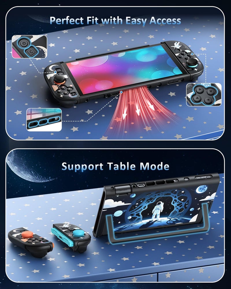 WAXITY Switch 2 Protective Case, [Stylish Space-Themed] Slim PC Dockable Hard Cover for Nintendo Switch 2 2025, Full Protection for Joycon 2 Accessories with Thumb Grip, Shockproof, Anti-Scratch - Image 4