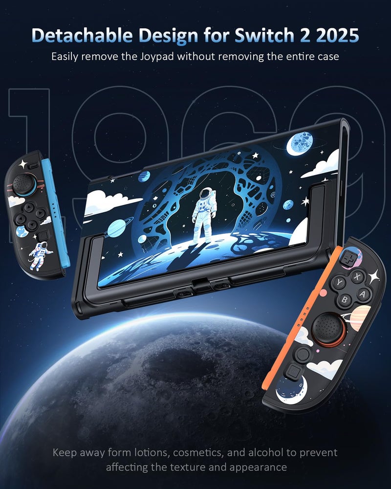 WAXITY Switch 2 Protective Case, [Stylish Space-Themed] Slim PC Dockable Hard Cover for Nintendo Switch 2 2025, Full Protection for Joycon 2 Accessories with Thumb Grip, Shockproof, Anti-Scratch - Image 5