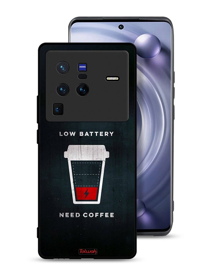 Tolwak Vivo X80 Pro Protective Case Cover Low Battery Need Coffee - Image 1