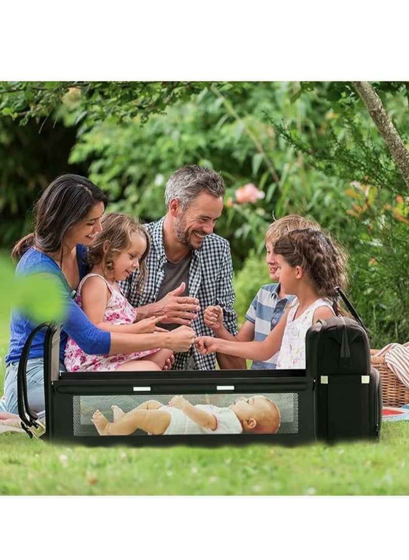 eBasket A 3-in-1 children's bed bag to carry all the child's personal belongings, with a large capacity, a USB port, a spare mattress, and a bed for easy sleeping of the child outside the home (black)  - Image 4