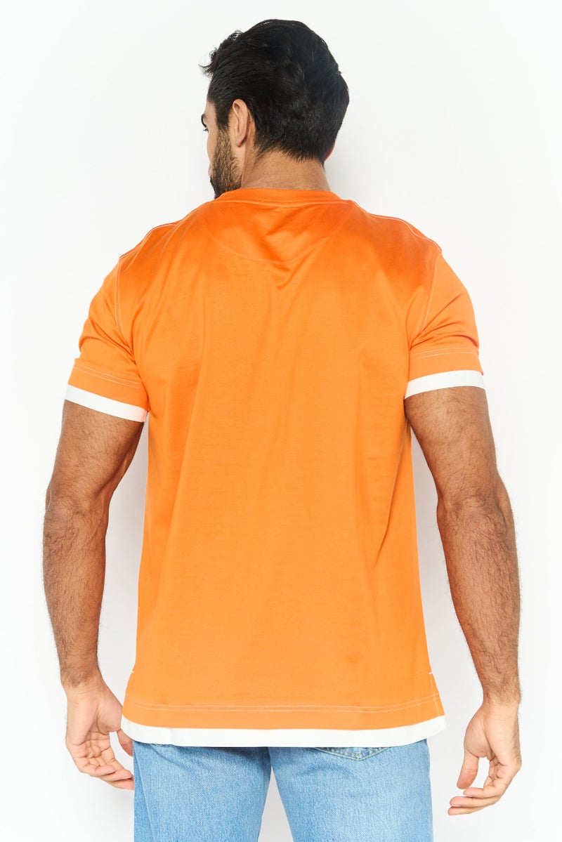 ESPRIT تي شيرت رجالي بأكمام قصيرة و ياقة دائرية، برتقالي - Image 4